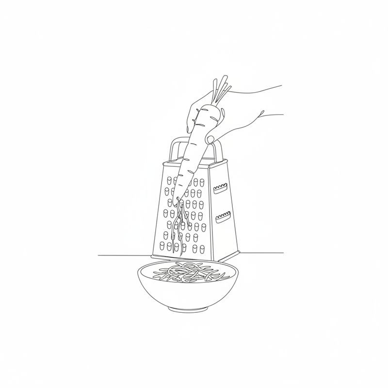 Ilustracja: marchewka ścierana na tarce do miski