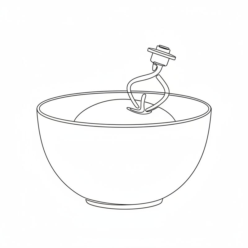 Ilustracja: ciasto na chleb pszenny wyrabiane w robocie kuchennym hakiem