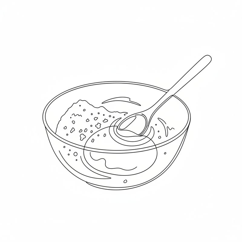 Ilustracja: ciasto mieszane łyżką w misce